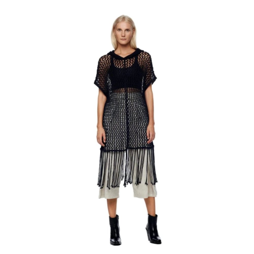 Jonny Cota Knit Mesh Hoodie Tunic